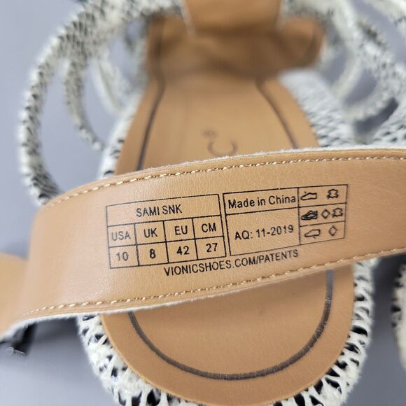 Vionic Sami Caged Sandals Snake Print Open Toe Block Heel Black White Size 10 - Picture 9 of 15